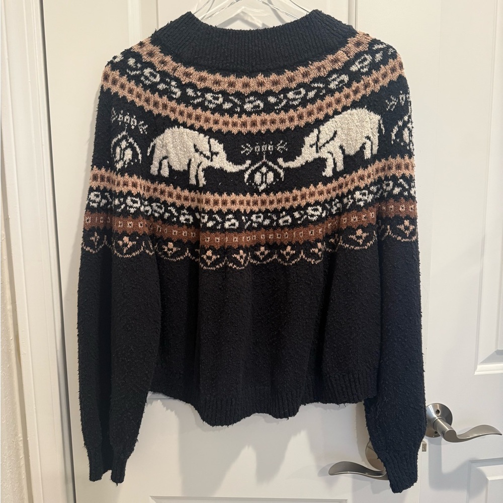 FREE PEOPLE Nellie Fair Isle Elephant Sweater size Medium - Picture 6 of 11